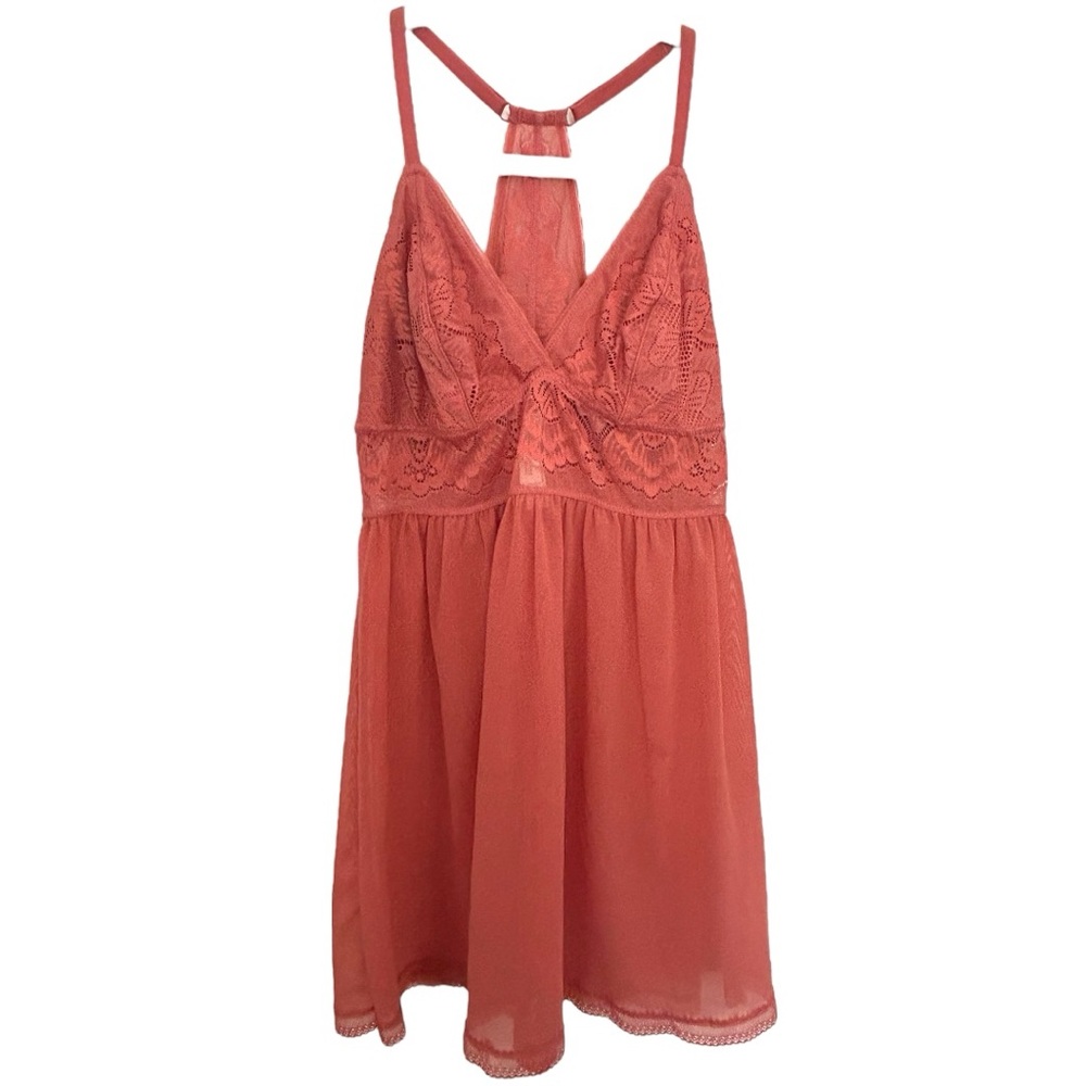 Auden Women's Intimate Lace Coral Mini Gown Sz M